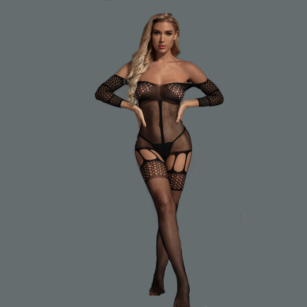 Cut Out Fishnet Bodystocking
